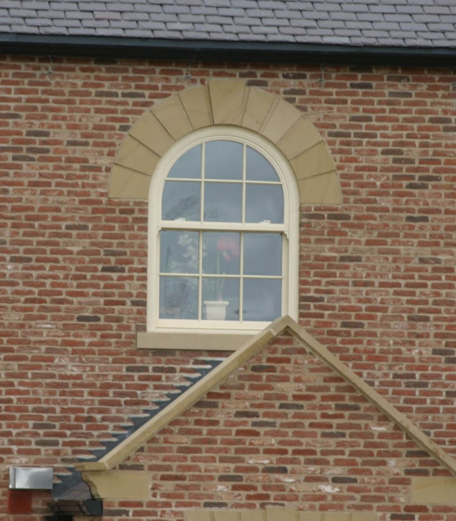 Cream Arch Sash Window External