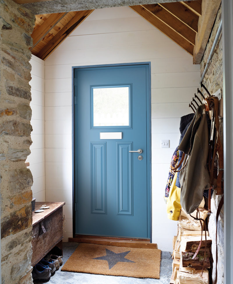 blue entrance door